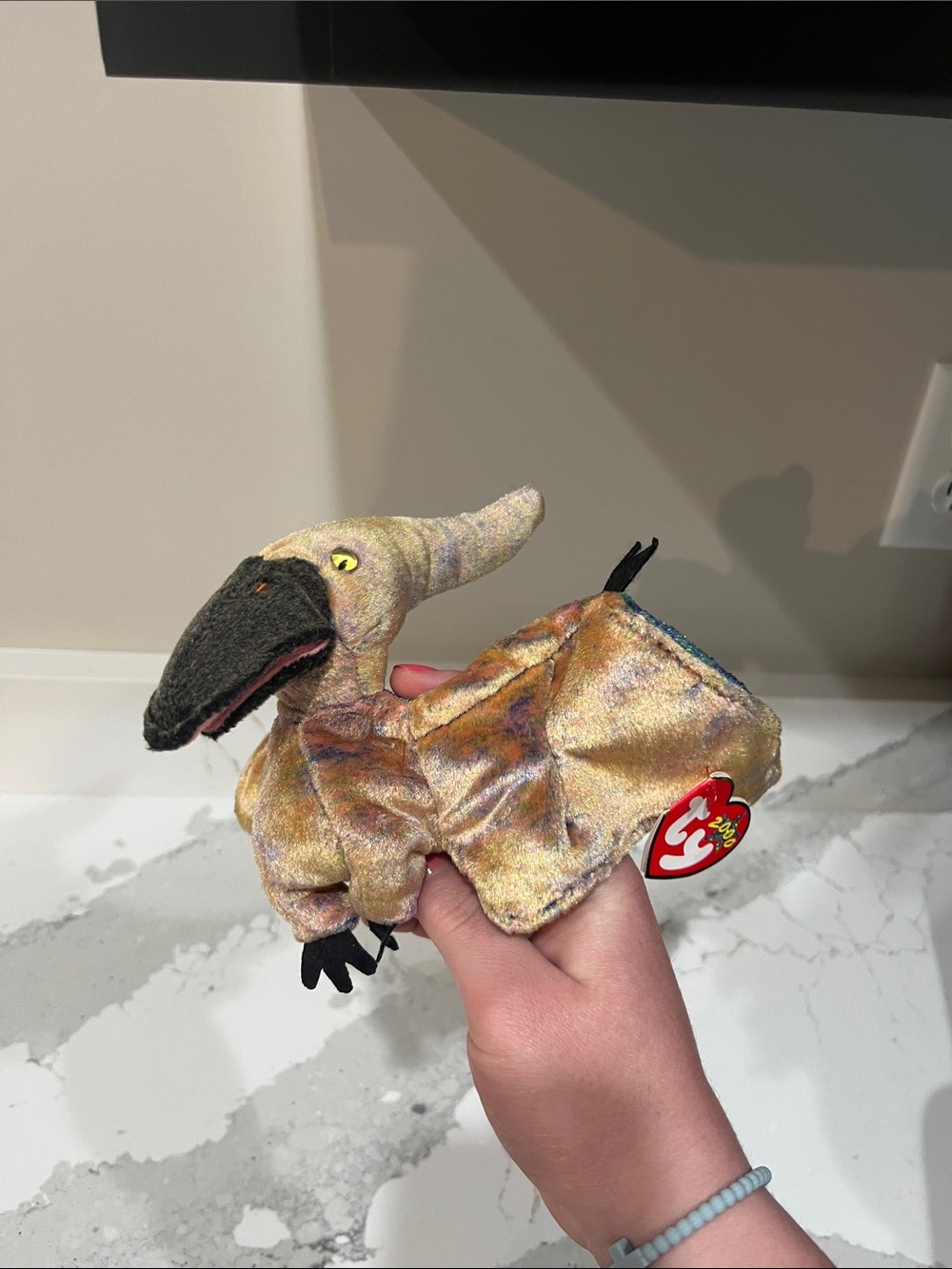 Ty Iridescent Gold Pterodactyl Plush (Swoop 2000)